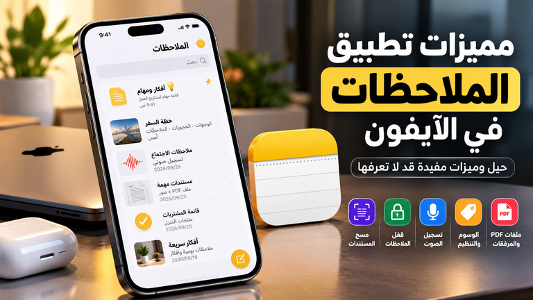 مميزات تطبيق الملاحظات في الآيفون