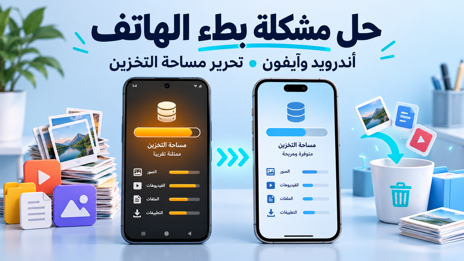 حل مشكلة بطء الهاتف وتحرير مساحة التخزين في أندرويد وآيفون